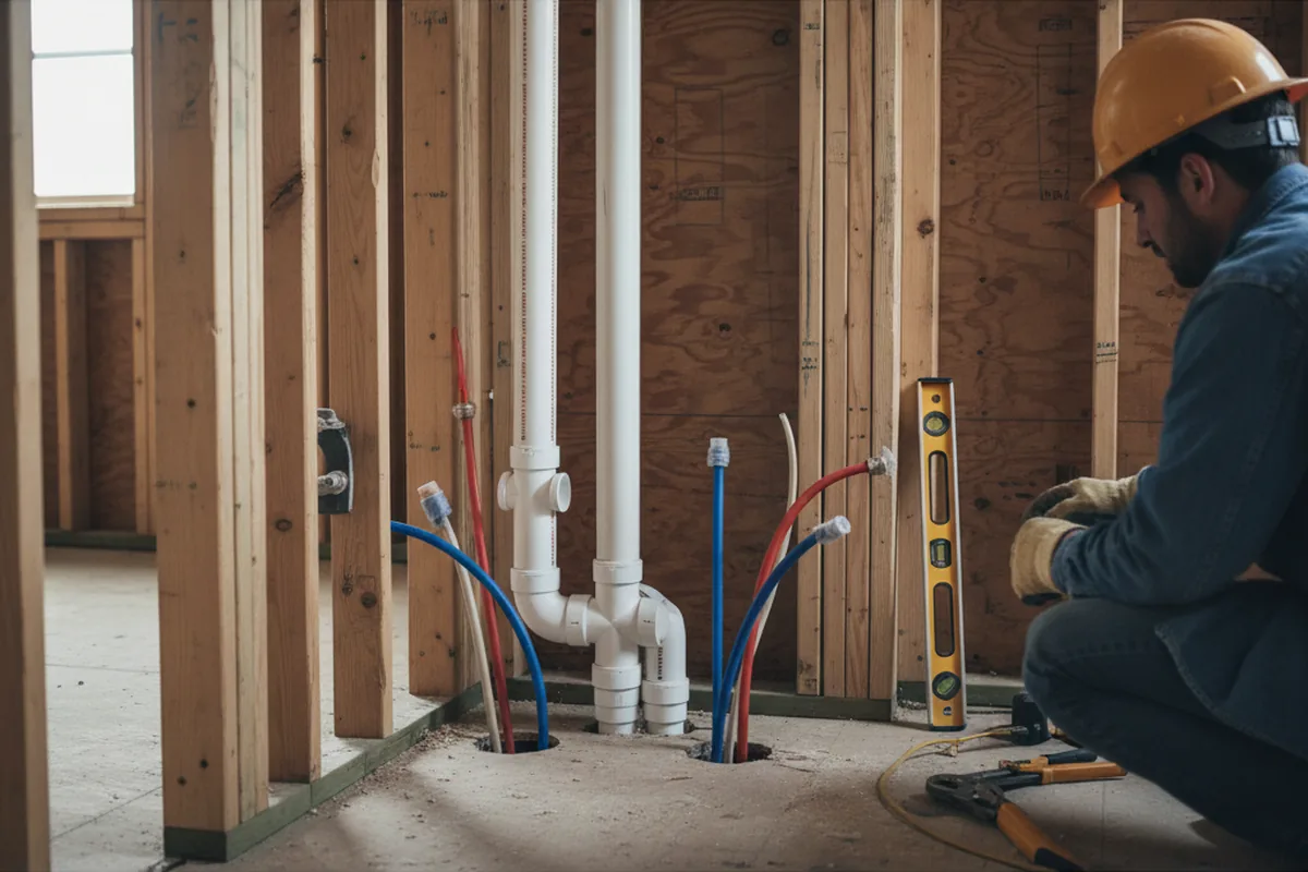 Drain and supply rough-in during Sump Pump Repair in Hillsboro